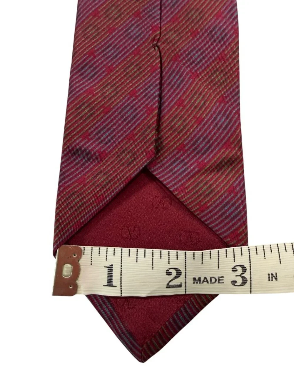Vintage Valentino 100% Silk Neck Tie Geometric in Red Purple & Gold